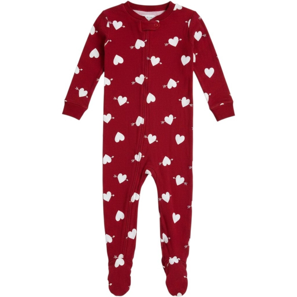 Carters Child of Mine 2T Red Heart Arrow Footed Sleeper Pajamas ZIP Ribbed Knit